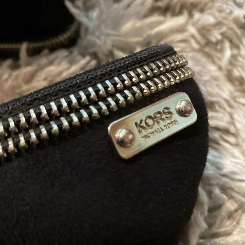 Michael Kors black  and silver zipper trim detail wedge shoes 6/7